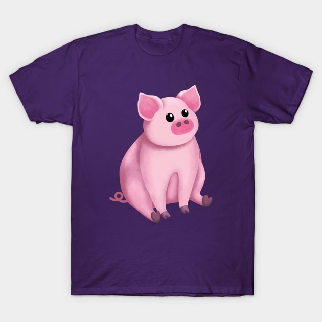 Cute Pink Pig T-Shirt by Kraina